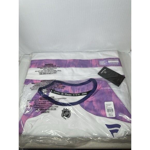 Size XL Fanatics Vancouver Canucks Hockey Fights Cancer Jersey 2024 NHL NEW - Picture 2 of 3